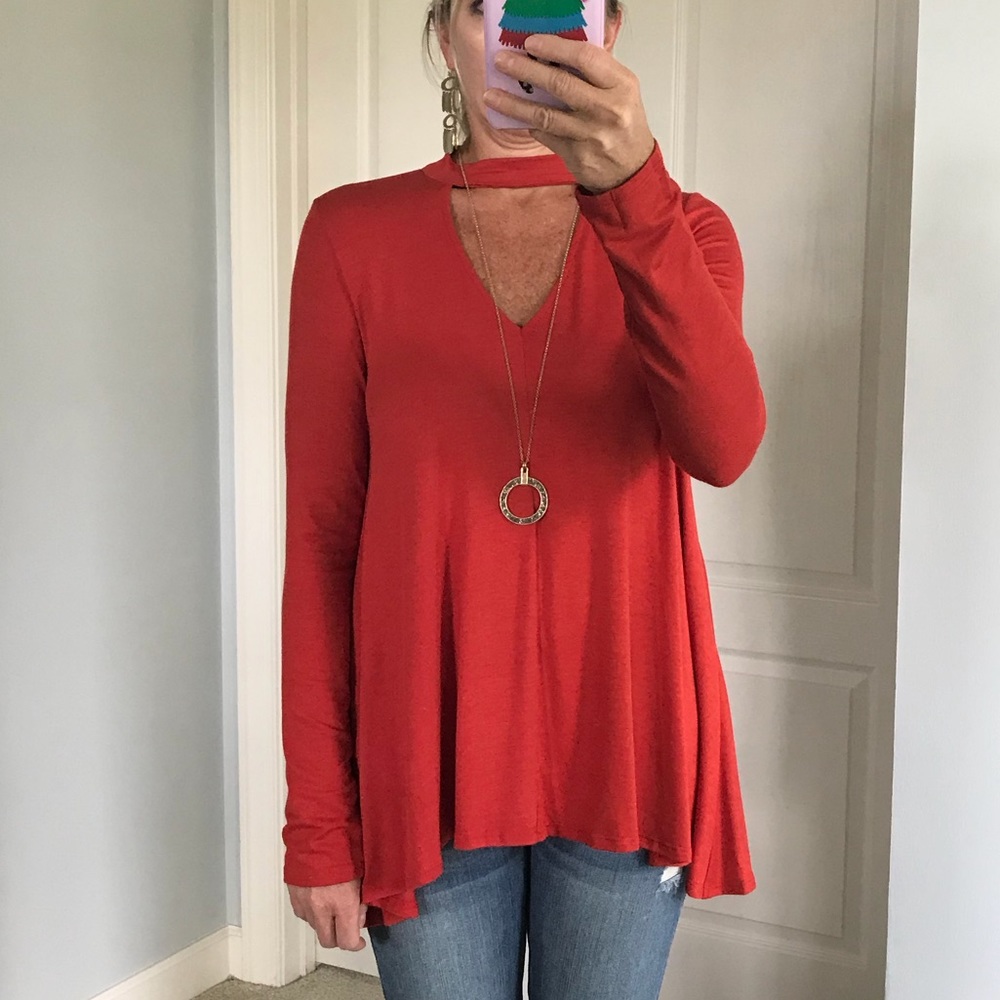 ❤️1 SMALL❤️Gorgeous Orange/Red Color Tunic - Picture 3 of 6